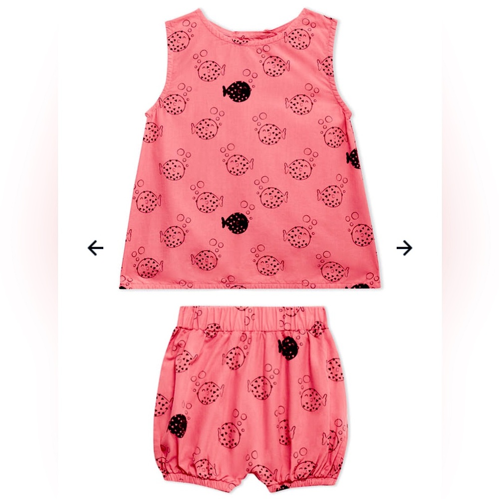 Coral Fugu Top And Short Set 3/4T